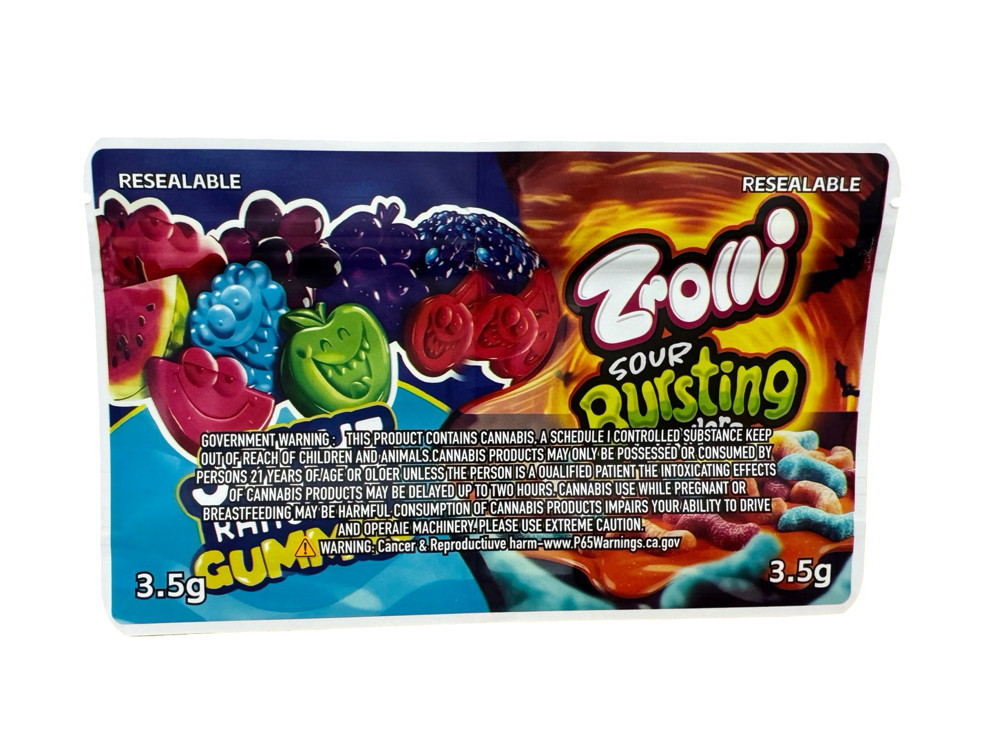 2-in-1 Gummies + Crawlers Mylar Bags (Dual Chamber)