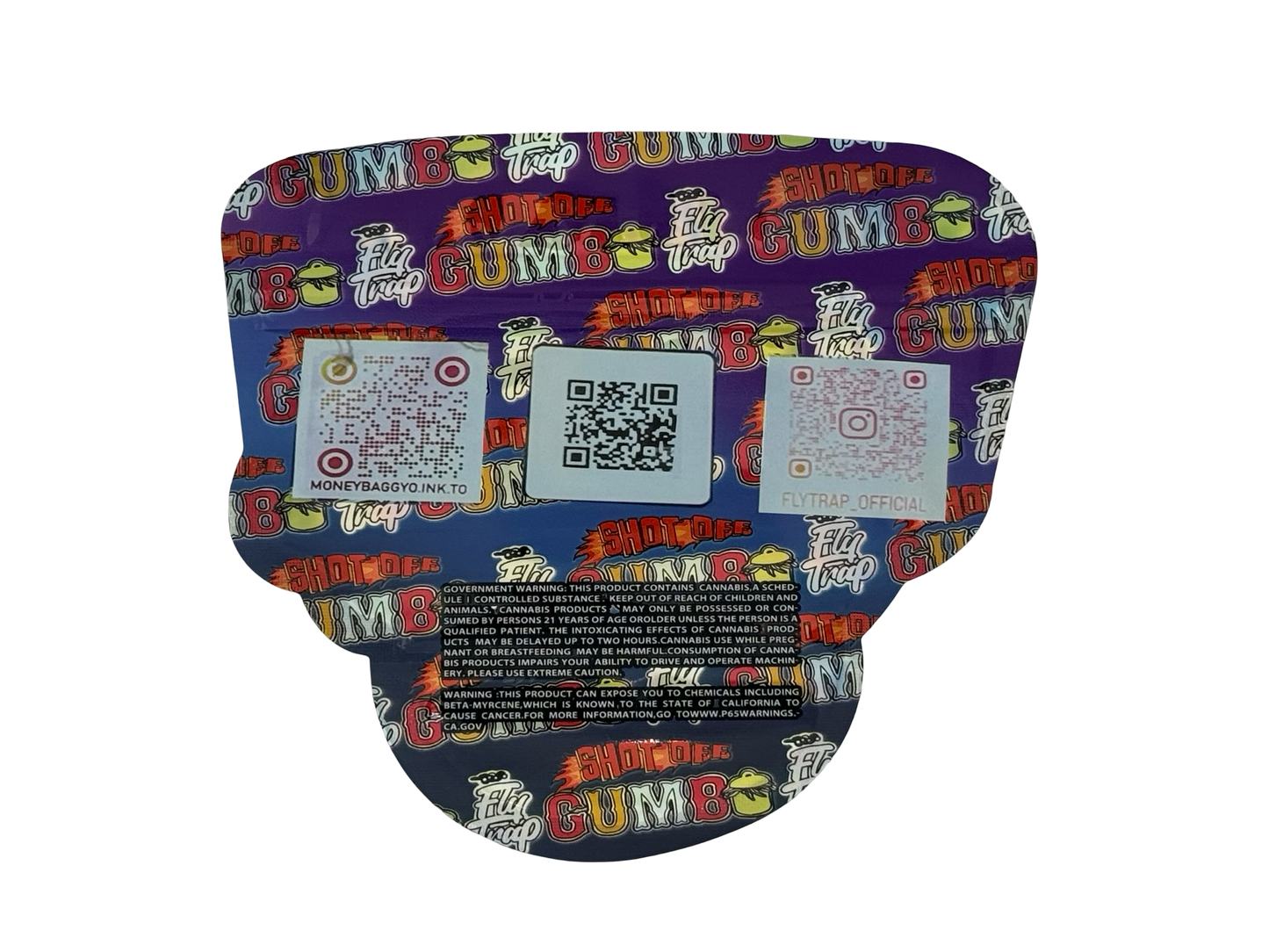 Shot Off Gumbo 3.5g Mylar Bags — back