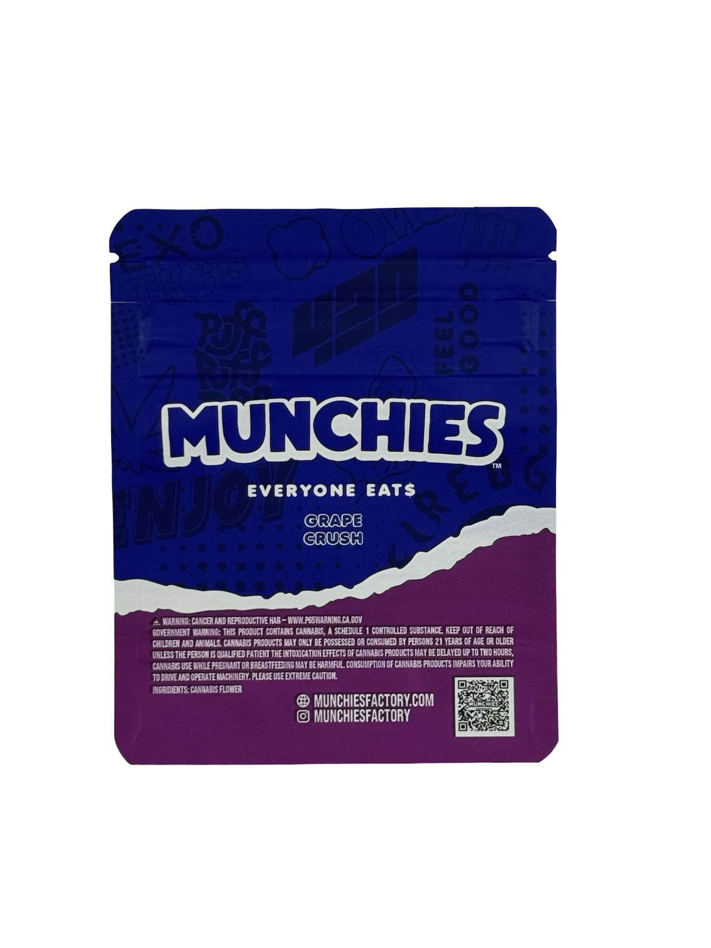 Grape Crush 3.5g Mylar Bags Munchies — back