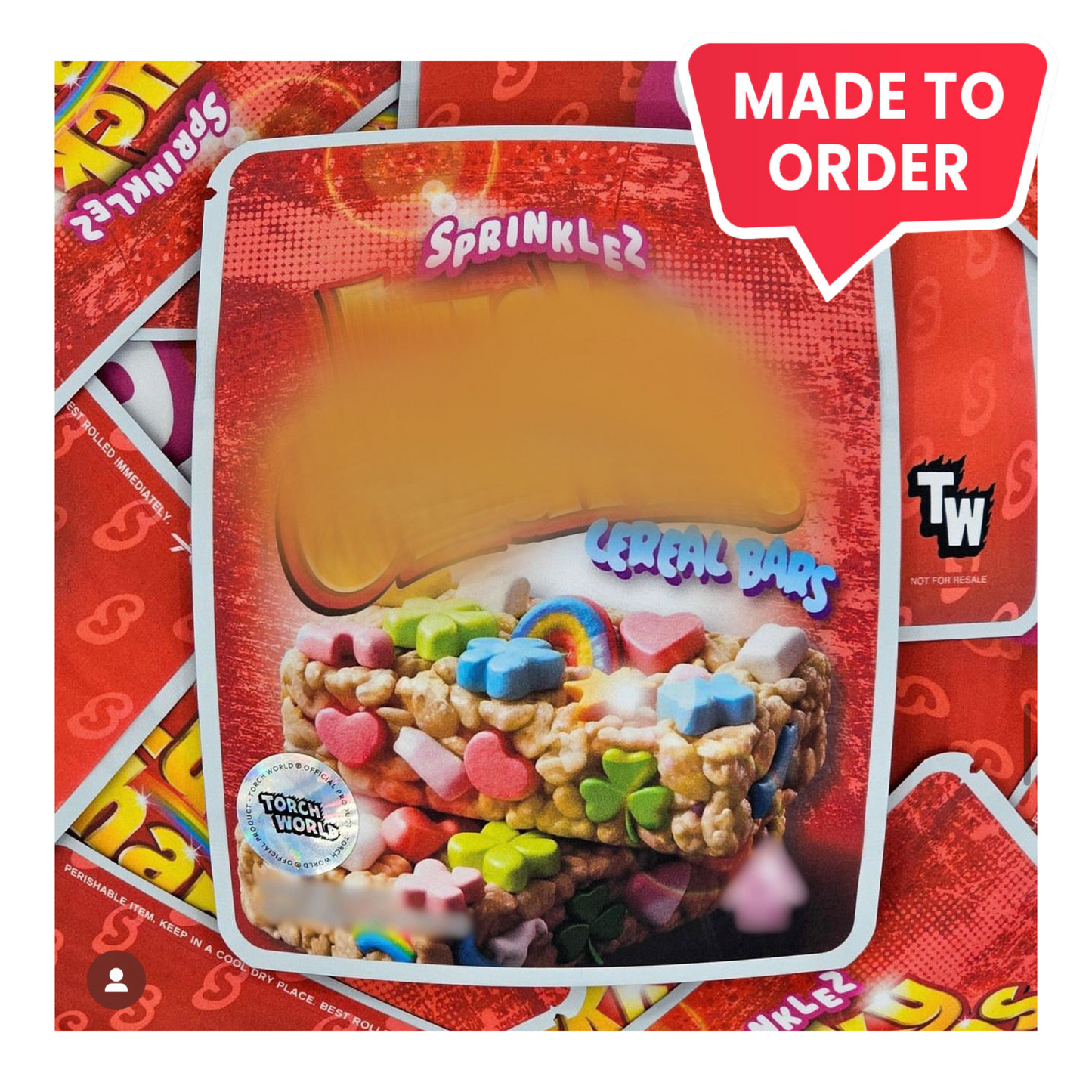 Lucky Charmz Cereal Bars 3.5g Mylar Bags Sprinklez Torch World (made-to-order)
