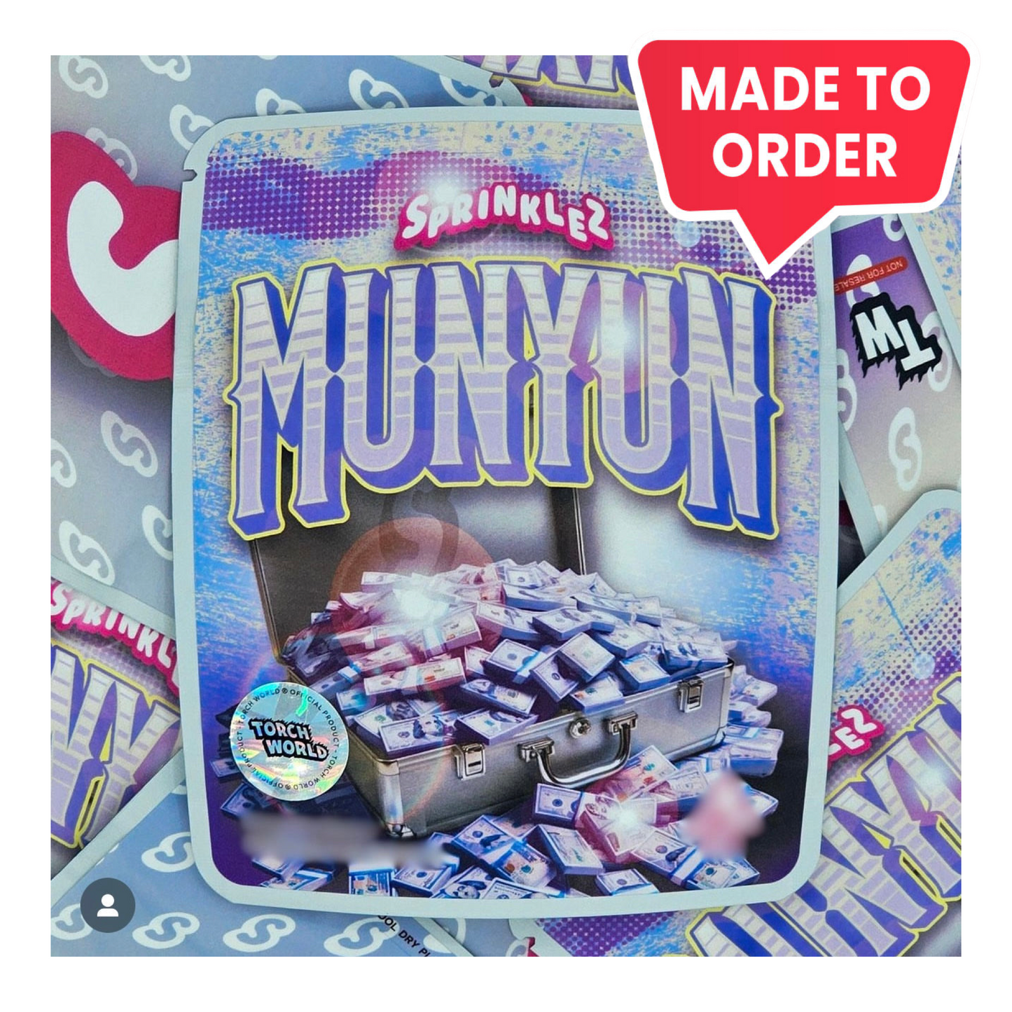 Munyun 3.5g mylar bag, 4×5 — Sprinklez • Torch World — made to order