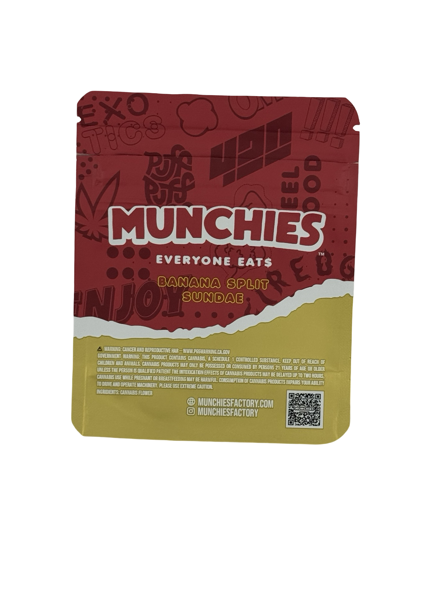 Banana Split Sundae Rainbow Stripz 3.5g Mylar Bags Munchies — back
