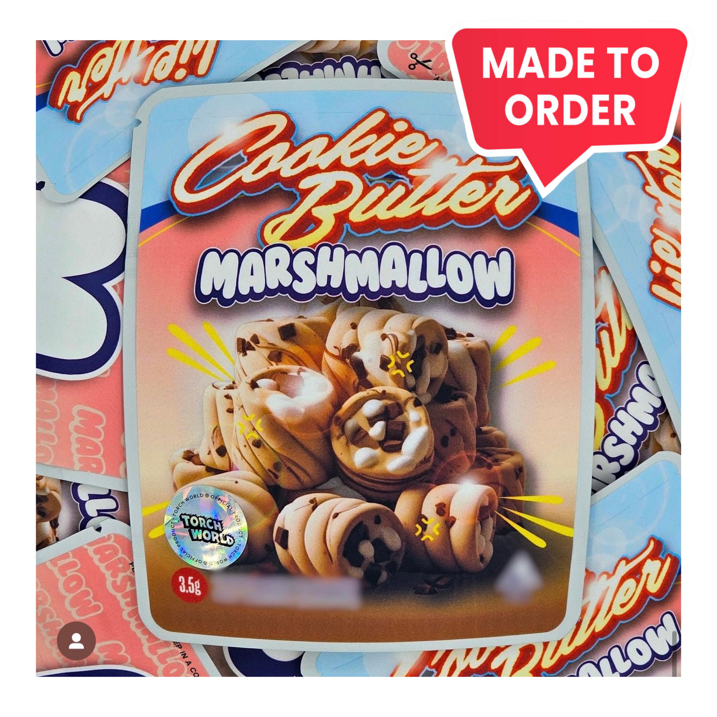 Cookie Butter Marshmallow 3.5g Mylar Bags Sprinklez Torch World (made-to-order)
