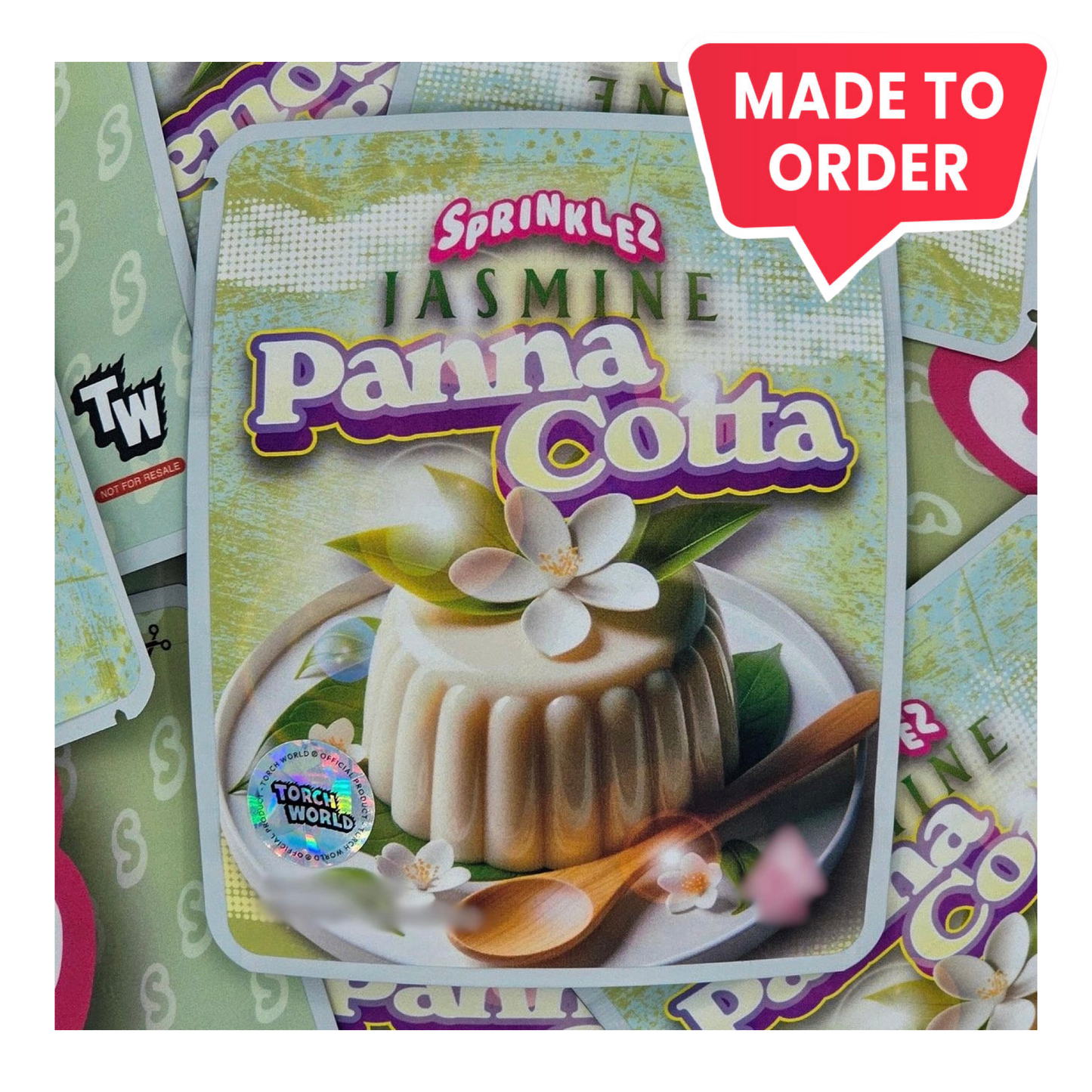 Jasmine Panna Cotta 3.5g mylar bag, 4×5 — Sprinklez • Torch World — made to order