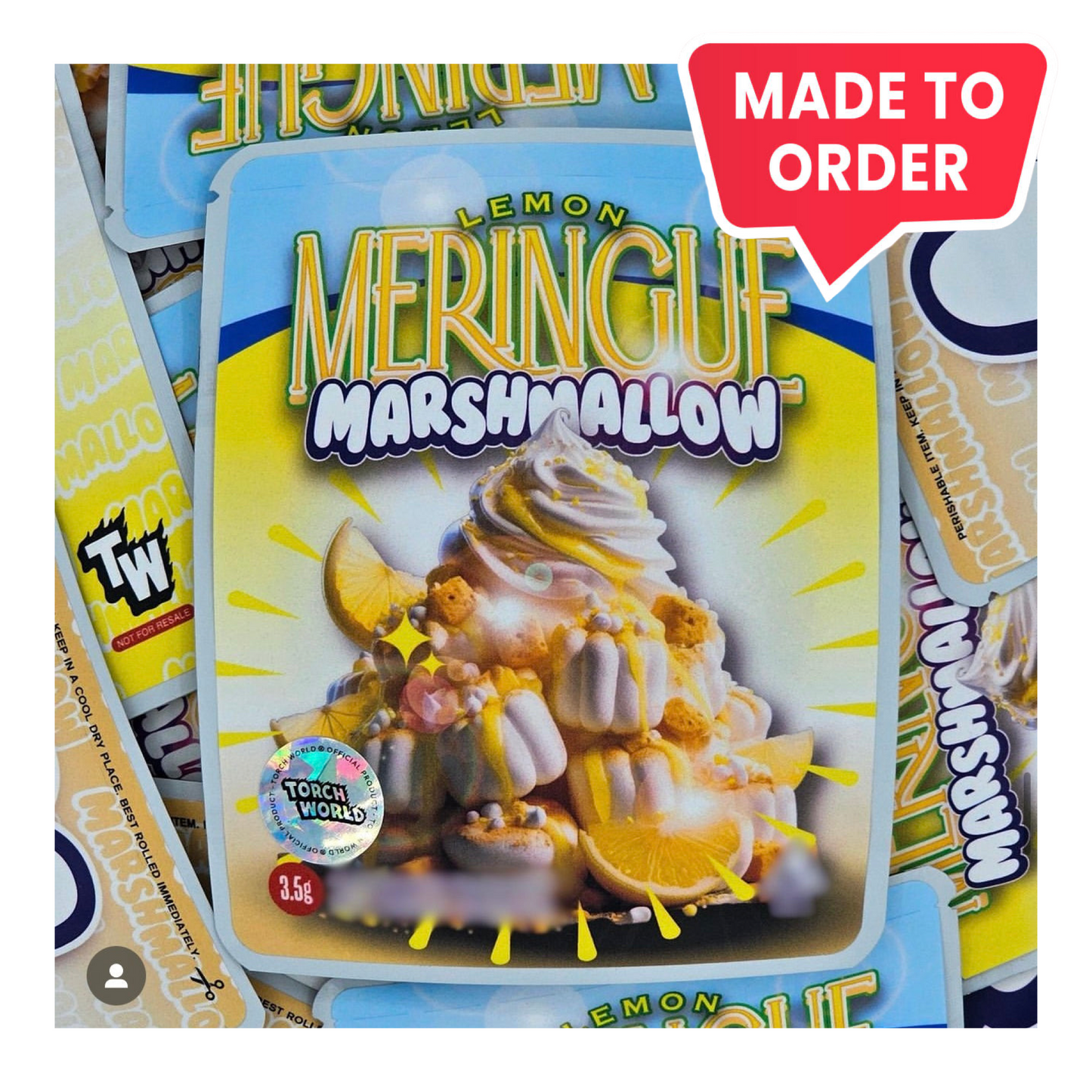 Lemon Meringue Marshmallow 3.5g Mylar Bags Sprinklez Torch World (made-to-order)
