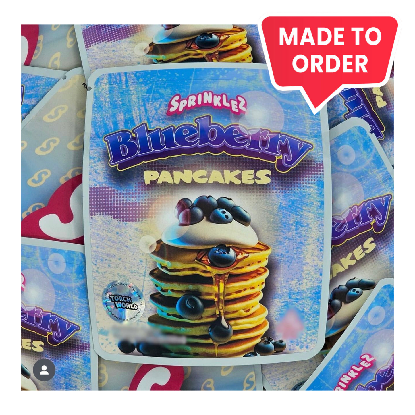 Blueberry Pancakes 3.5g Mylar Bags Sprinklez Torch World (made-to-order)