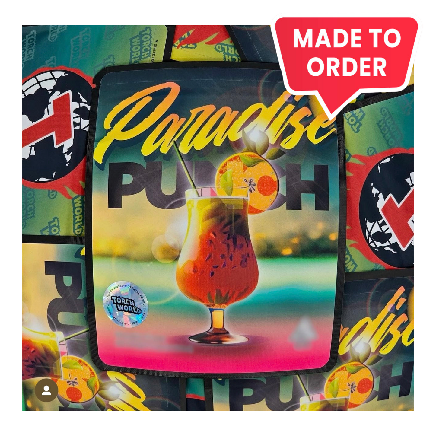 Paradise Punch 3.5g Mylar Bags Sprinklez Torch World (made-to-order)