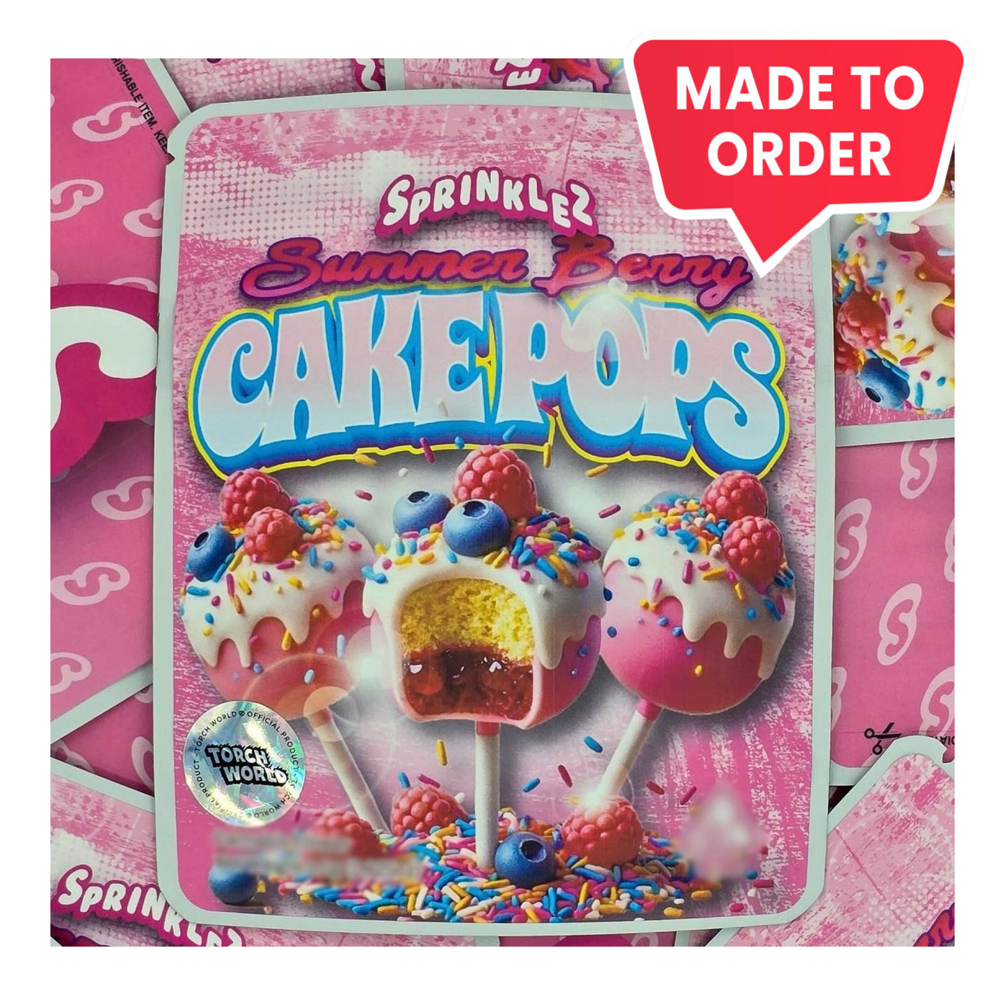 Summer Berry Cake Pops 3.5g Mylar Bags Sprinklez Torch World (made-to-order)