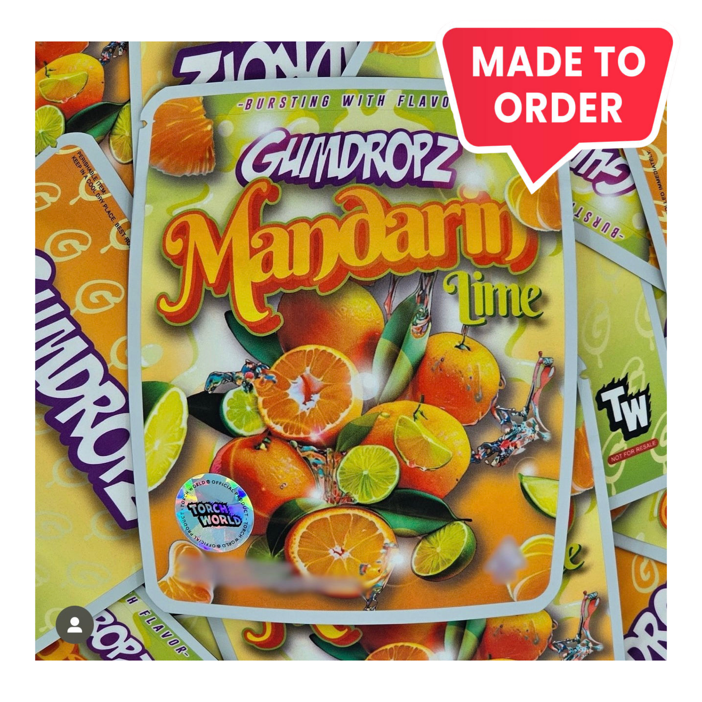 Mandarin Lime Gumdropz 3.5g Mylar Bags Sprinklez Torch World (made-to-order)