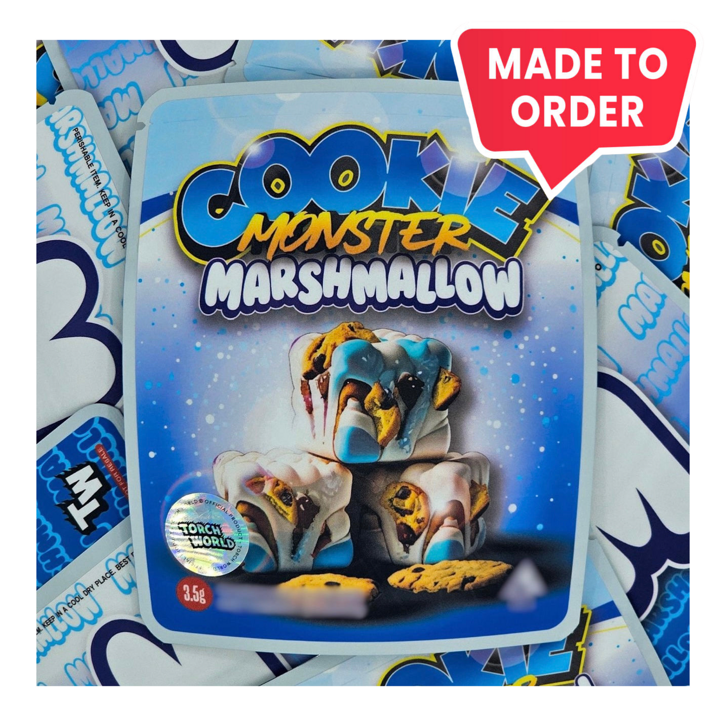 Cookie Monster Marshmallow 3.5g Mylar Bags Sprinklez Torch World (made-to-order)