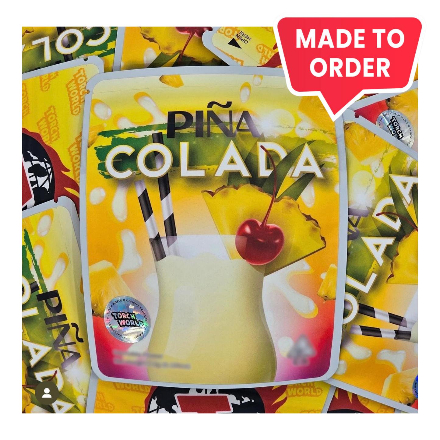 Pina Colada 3.5g mylar bag, 4×5 — Sprinklez • Torch World — made to order