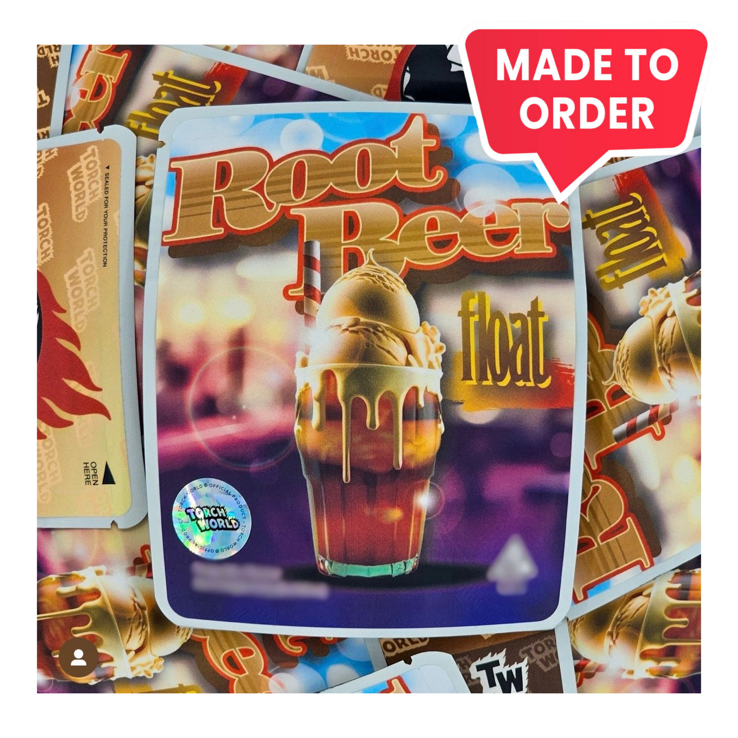 Root Beer Float 3.5g mylar bag, 4×5 — Sprinklez • Torch World — made to order