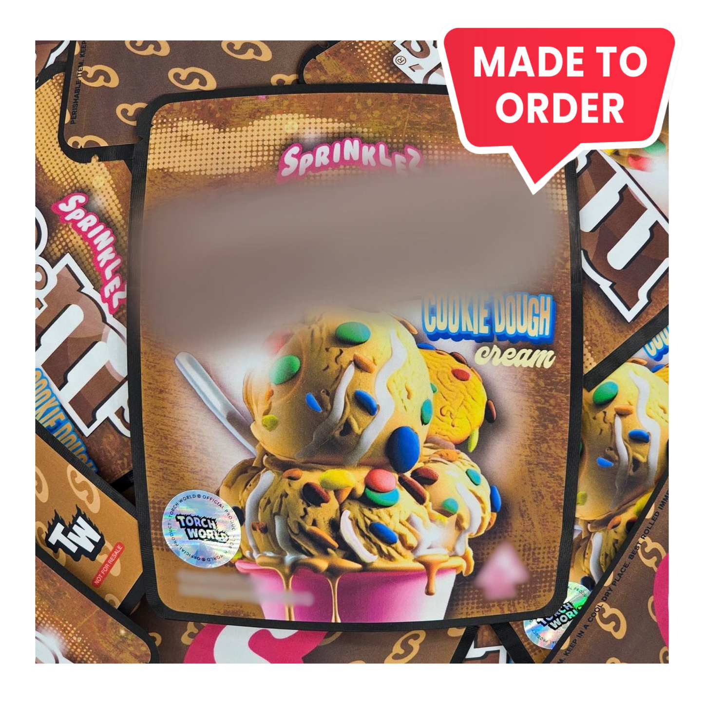 Em & Em Cookie Dough Cream 3.5g mylar bag, 4×5 — Sprinklez • Torch World — made to order