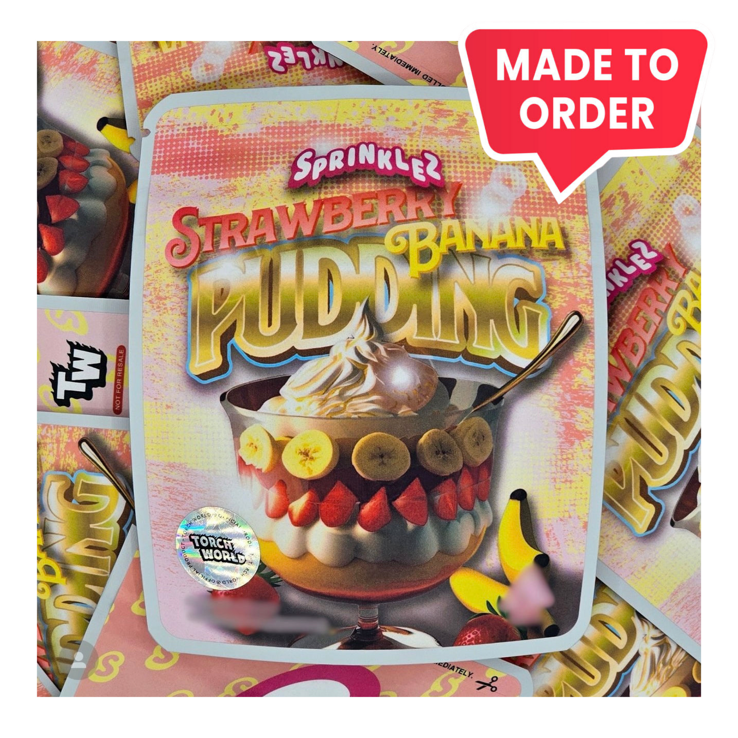 Strawberry Banana Pudding 3.5g Mylar Bags Sprinklez Torch World (made-to-order)