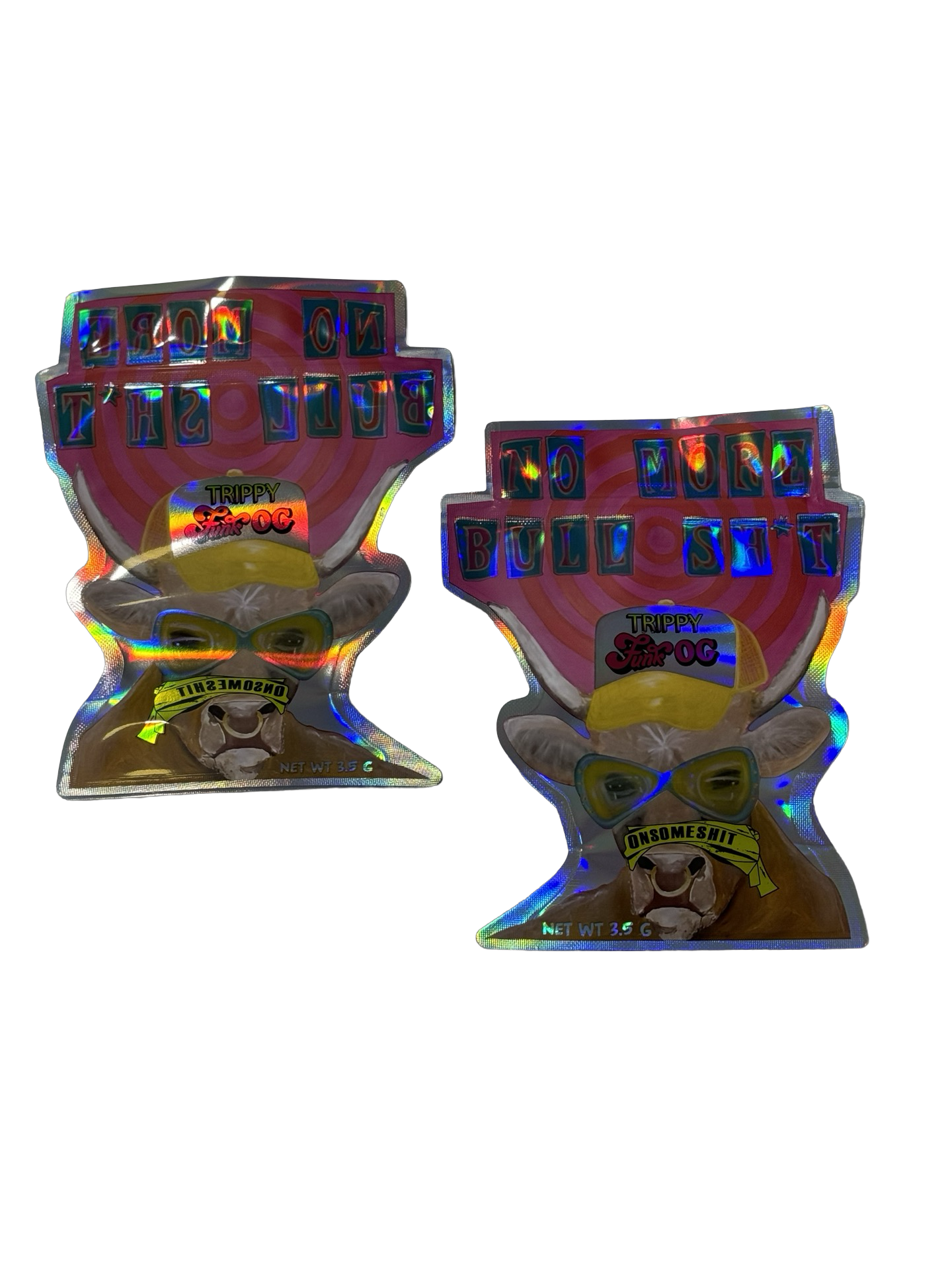 Trippy Funk OG Mylar Bags 3.5g ONSOMESHIT (Only $0.21 Each) — 3.5g pre‑printed mylar bag — overview (front, back & gusset)