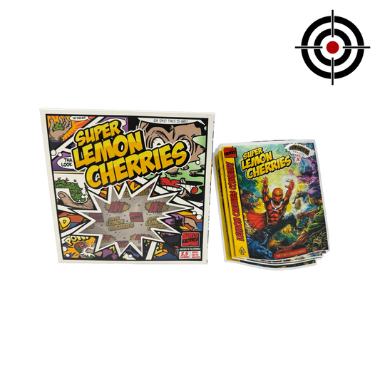 Super Lemon Cherry 3.5g Mylar Bags & Boxes Don Merfos — 3.5g pre‑printed mylar bag — detail