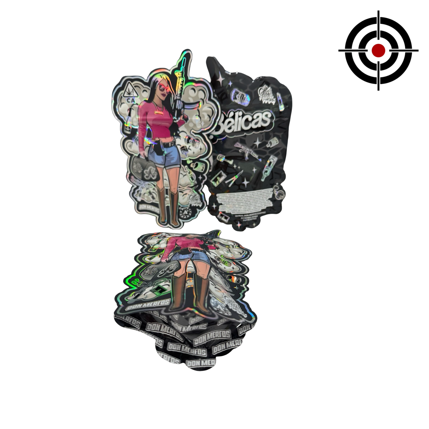 Belicas 3.5g Mylar Bags Don Merfos — 3.5g pre‑printed mylar bag — overview (front, back & gusset)