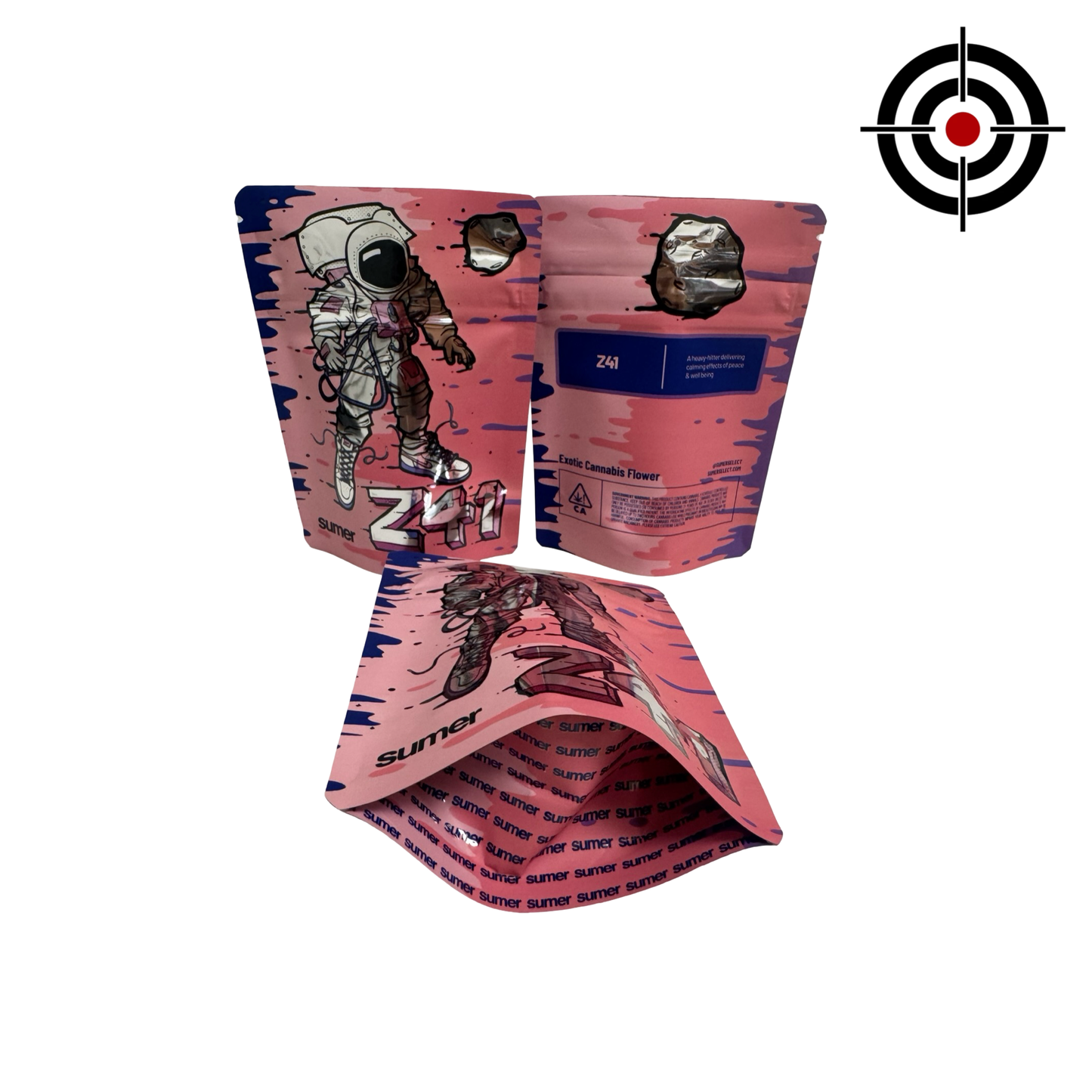 Z41 Mylar Bags 3.5g Sumer — 3.5g — pre‑printed mylar bag — overview (front, back & gusset)