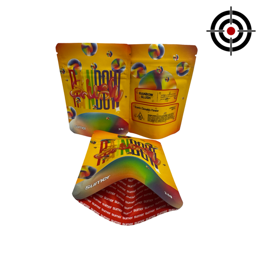 Rainbow Slush Mylar Bags 3.5g Sumer — 3.5g — pre‑printed mylar bag — overview (front, back & gusset)