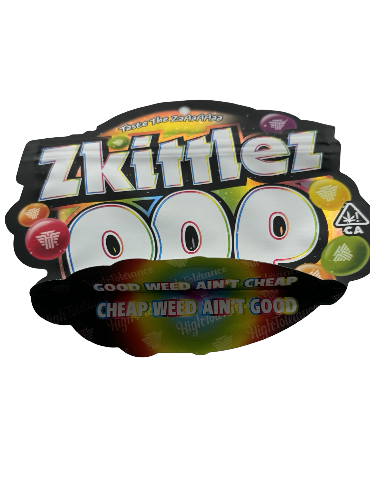 Zkittlez Pop Mylar Bags 3 5G High Tolerance — 3.5g pre‑printed mylar bag — back