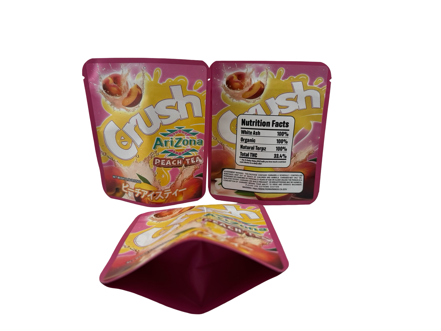 Peach Tea 3.5g Mylar Sticker Bags