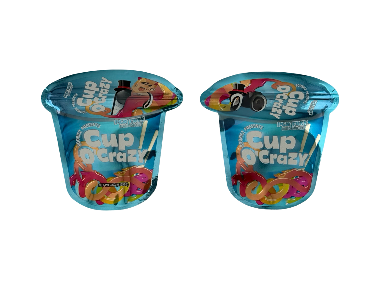 Cup O'Crazy Blue 3.5g Mylar Bags — front