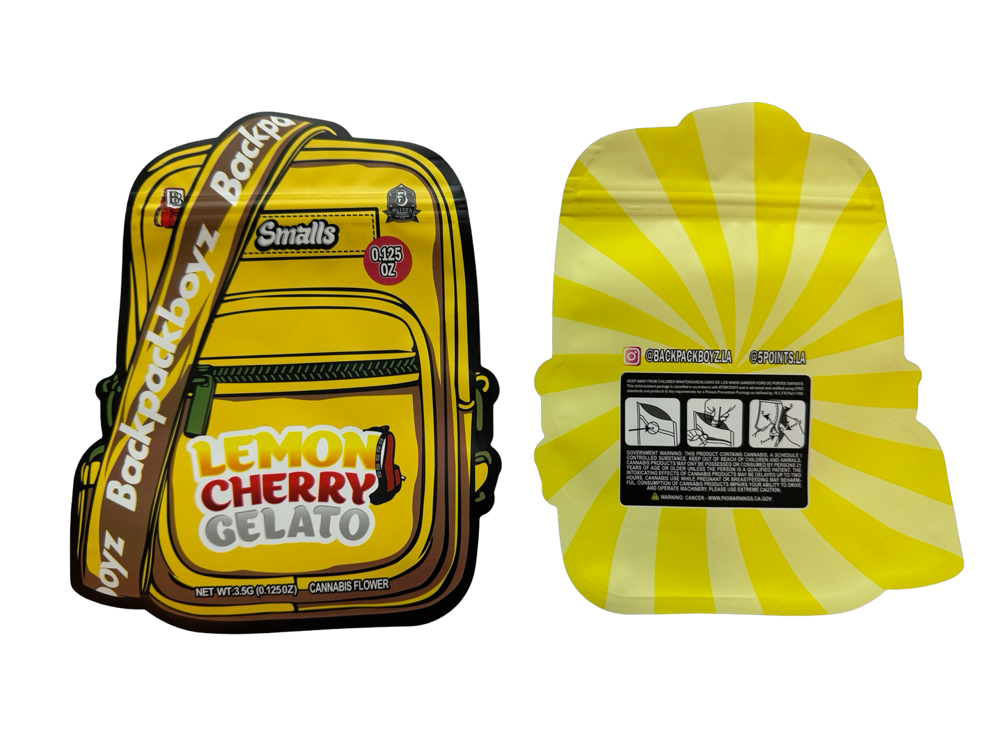 Lemon Cherry Gelato Smalls Mylar Bags 3.5g Backpack Boyz