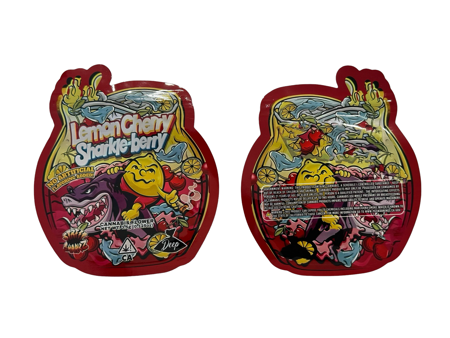 Lemon Cherry Sharkle-berry Mylar Bags 3.5g Deep in the Bag (Only $0.21 Each) — 3.5g pre‑printed mylar bag — overview (front,…