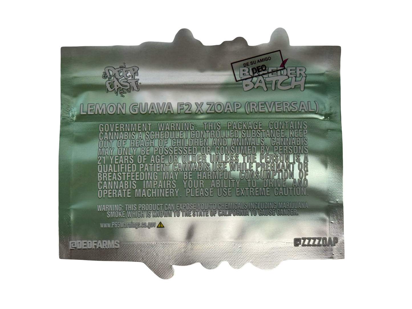 Lime Zoap Breeder Batch Mylar Bags 3.5g Deep East back