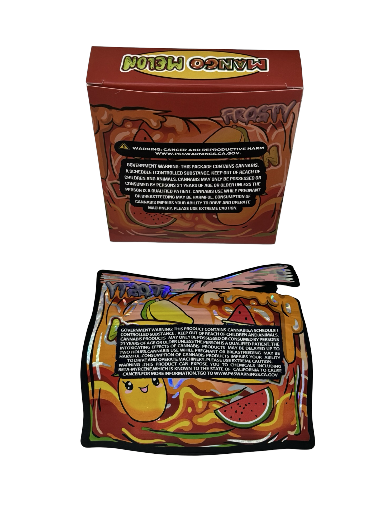 Mango Melon 3.5g Mylar Bags & Boxes Stay Frosty BACK