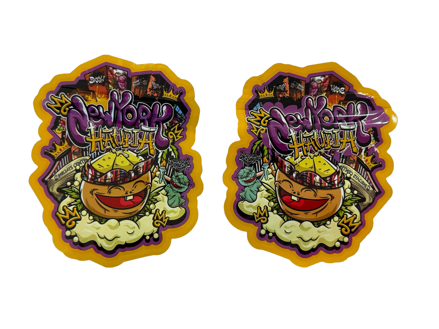 New York Haupia Mylar Bags 3.5g Haupia (Only $0.21 Each) — 3.5g pre‑printed mylar bag — overview (front, back & gusset)