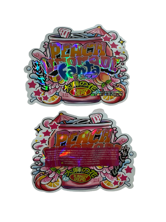 Peach Lemonade £anta Mylar Bags 3.5g Kandy Depo (Only $0.21 Each) — 3.5g pre‑printed mylar bag — overview (front, back & gus…