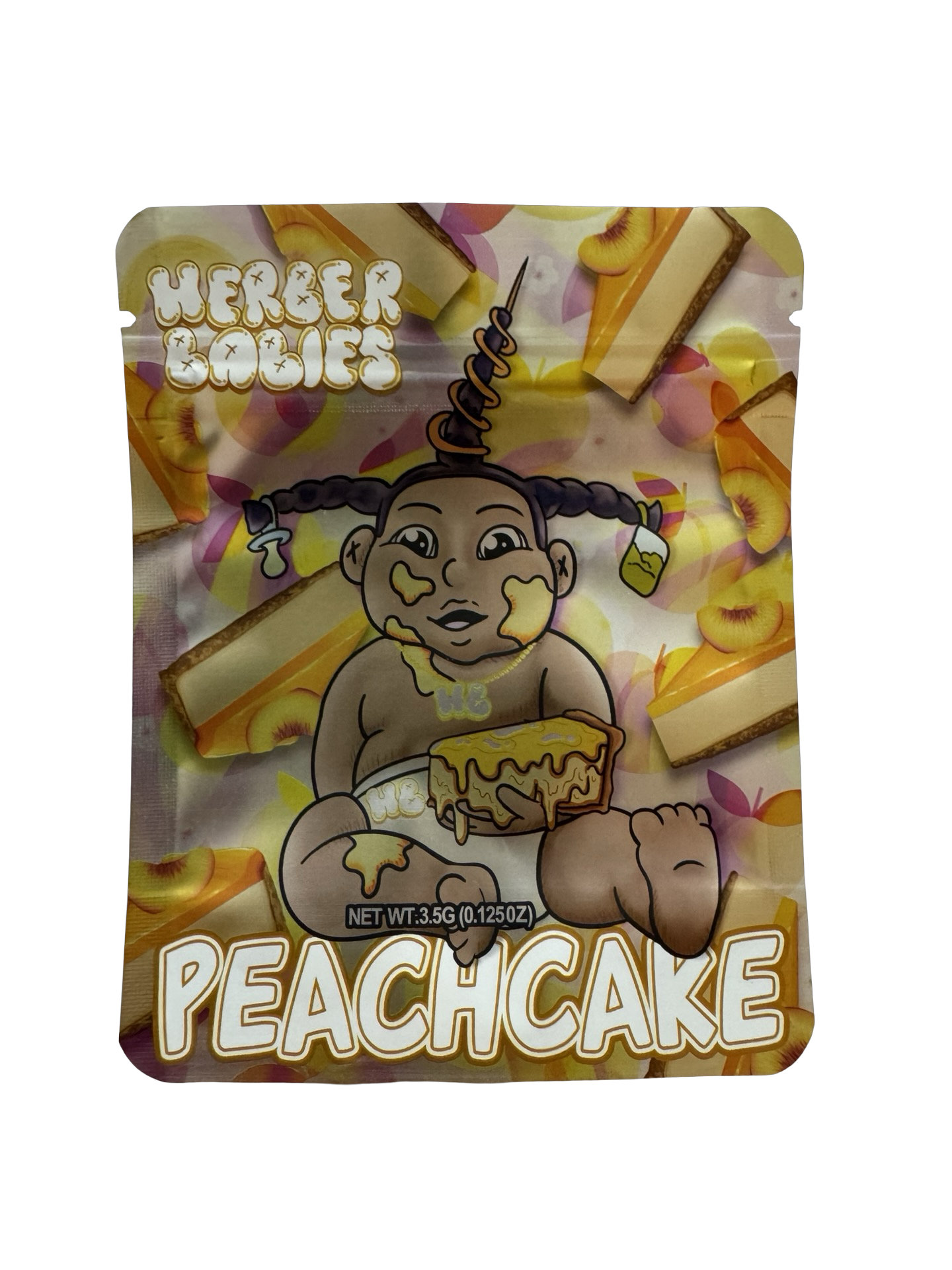 Peachcake Mylar Bags 3.5g Herber Babies