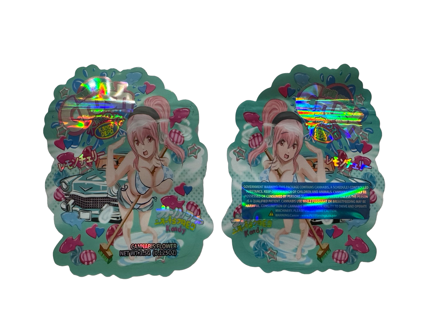 Pink Coral Crush Mylar Bags 3.5g Kandy Depo (Only $0.21 Each) — 3.5g pre‑printed mylar bag — overview (front, back & gusset)
