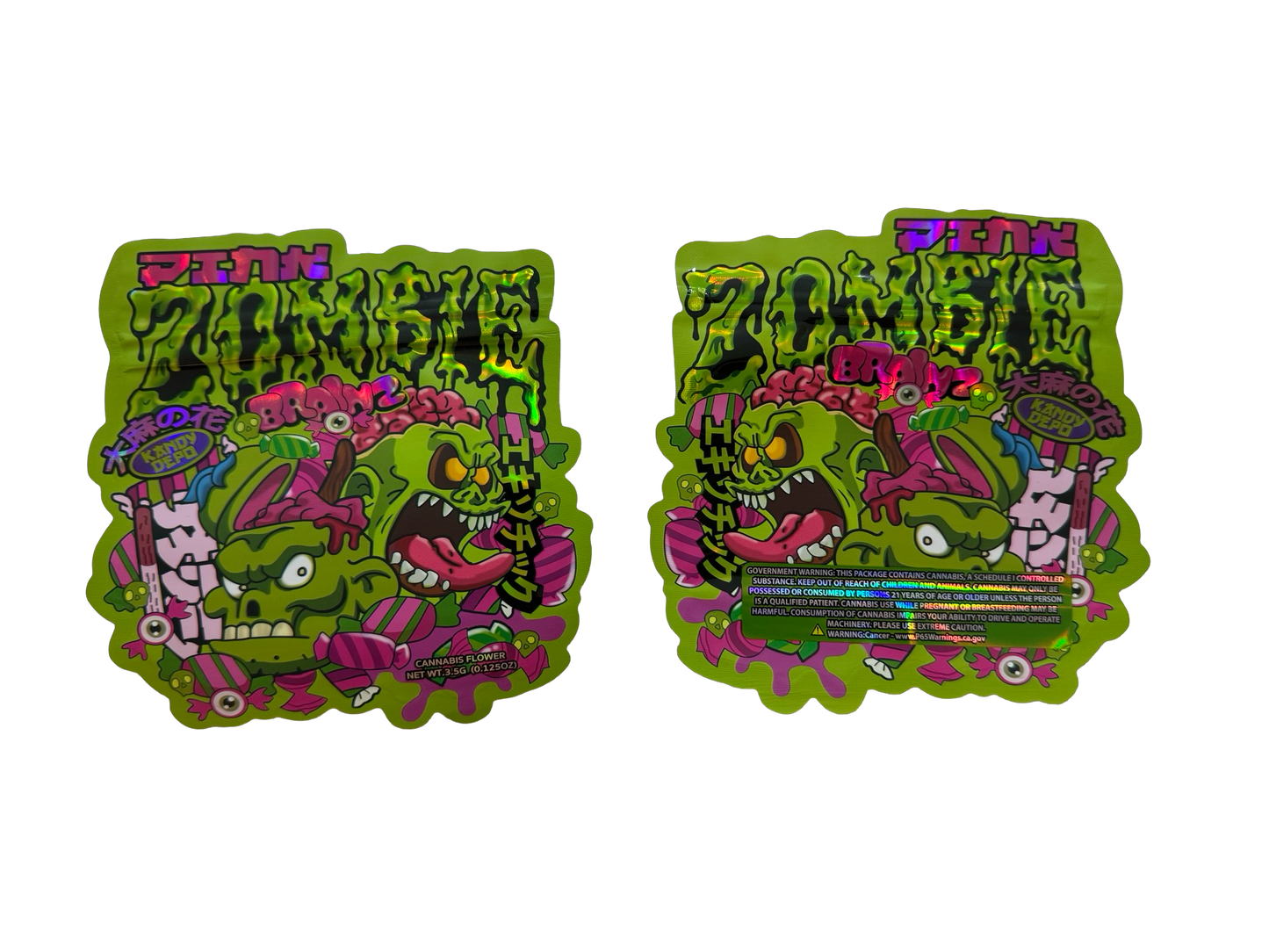 Pink Zombie Brainz Mylar Bags 3.5g Kandy Depo