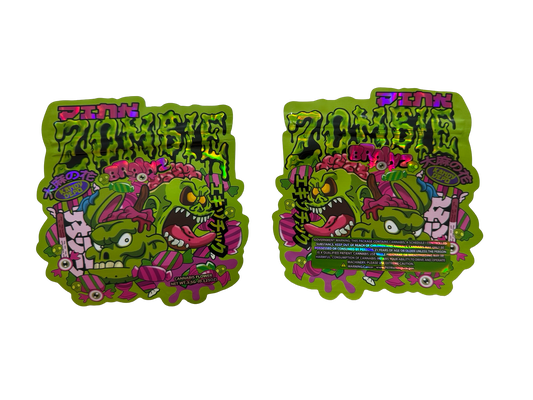 Pink Zombie Brainz Mylar Bags 3.5g Kandy Depo (Only $0.21 Each) — 3.5g pre‑printed mylar bag — overview (front, back & gusse…