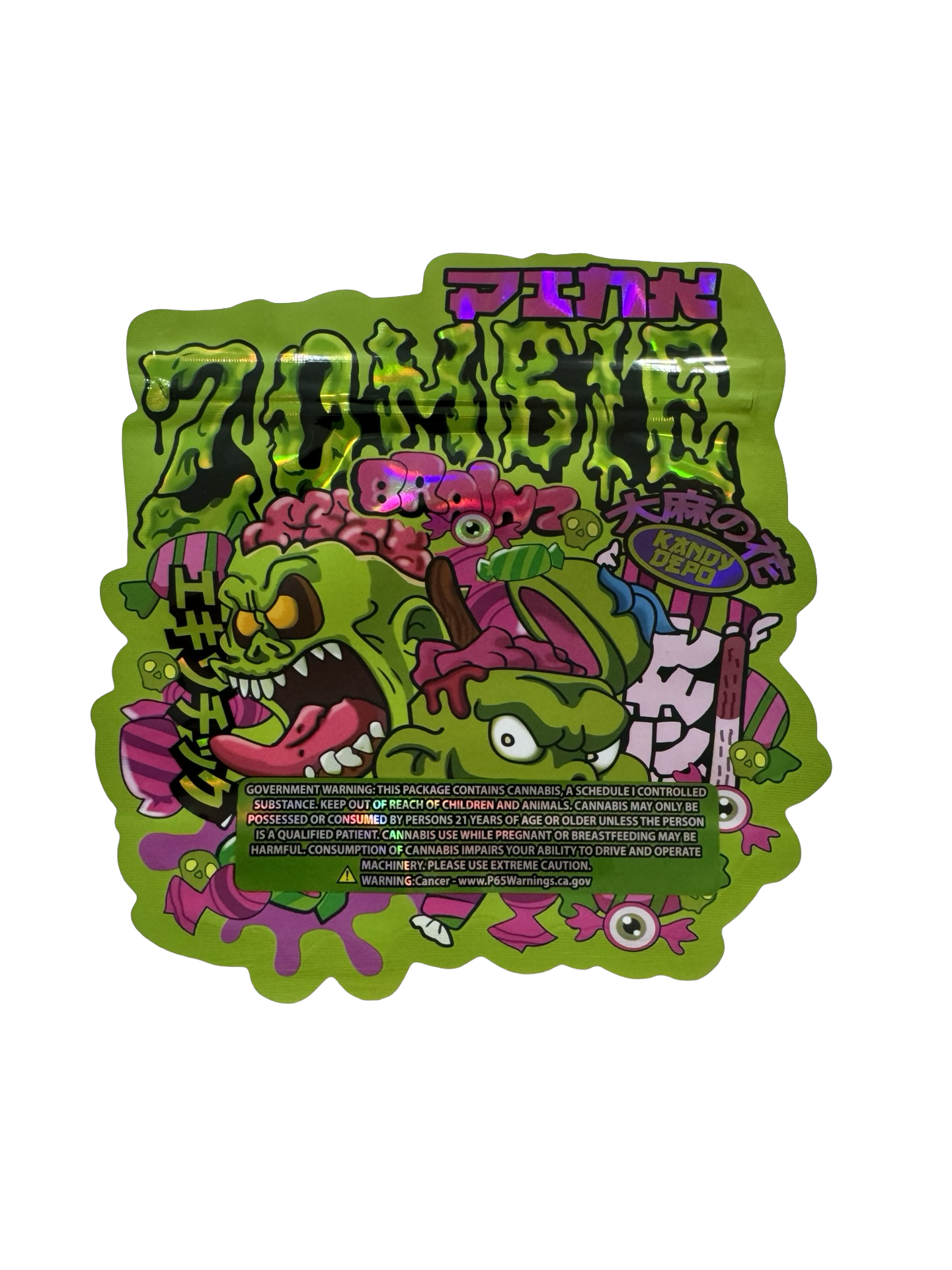 Pink Zombie Brainz Mylar Bags 3.5g Kandy Depo