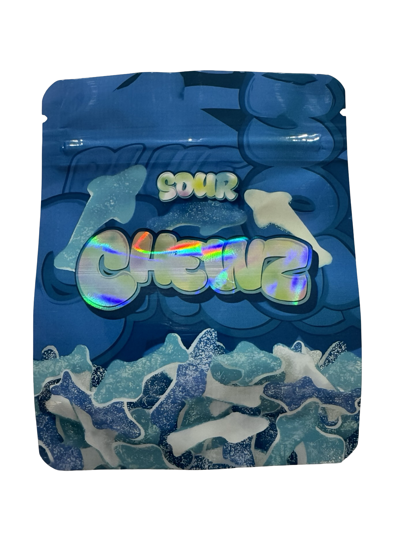 Sour Blue Sharks Mylar Bags 3.5g Chewz