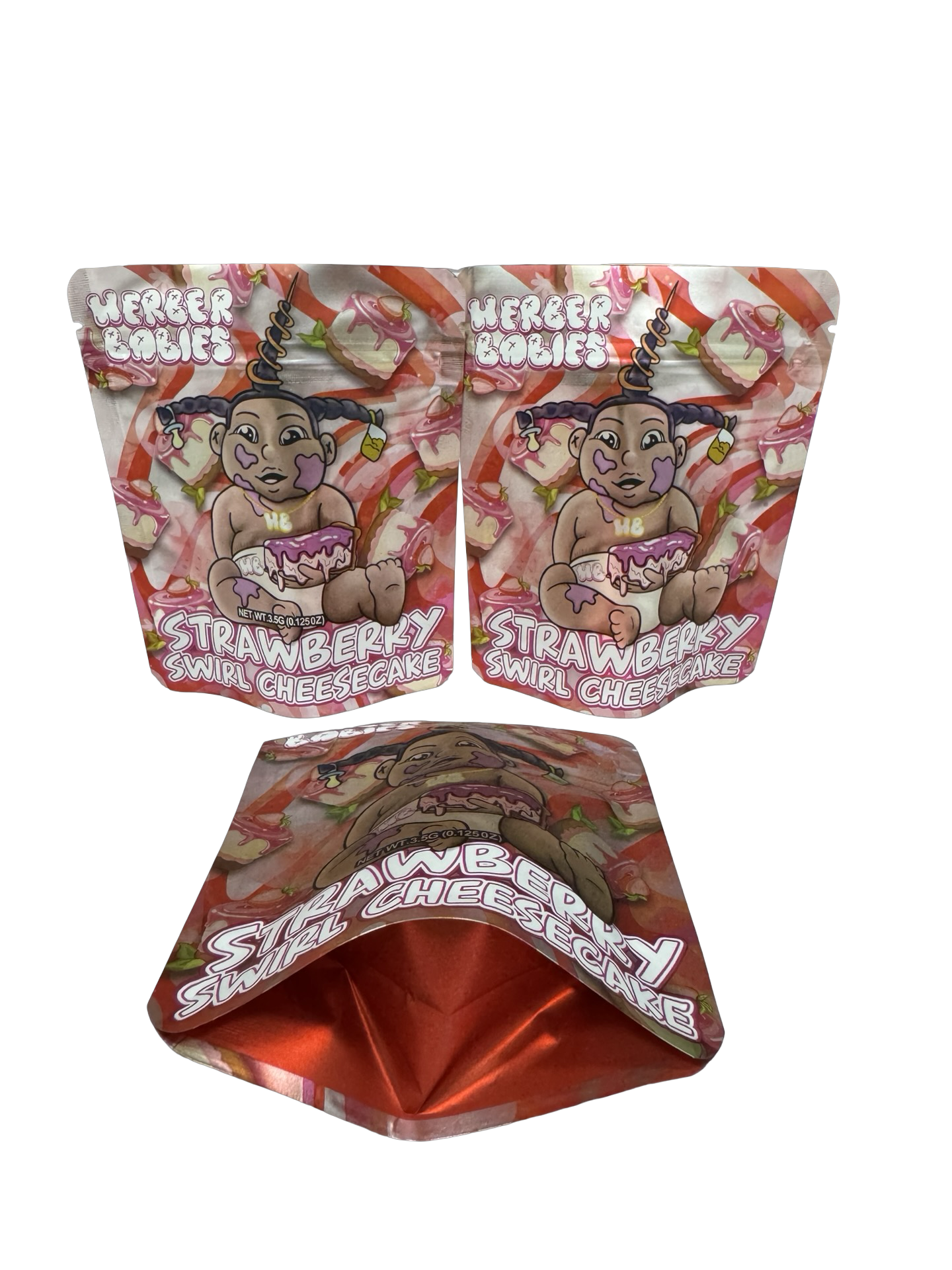 Strawberry Swirl Cheesecake Mylar Bags 3.5g Herber Babies