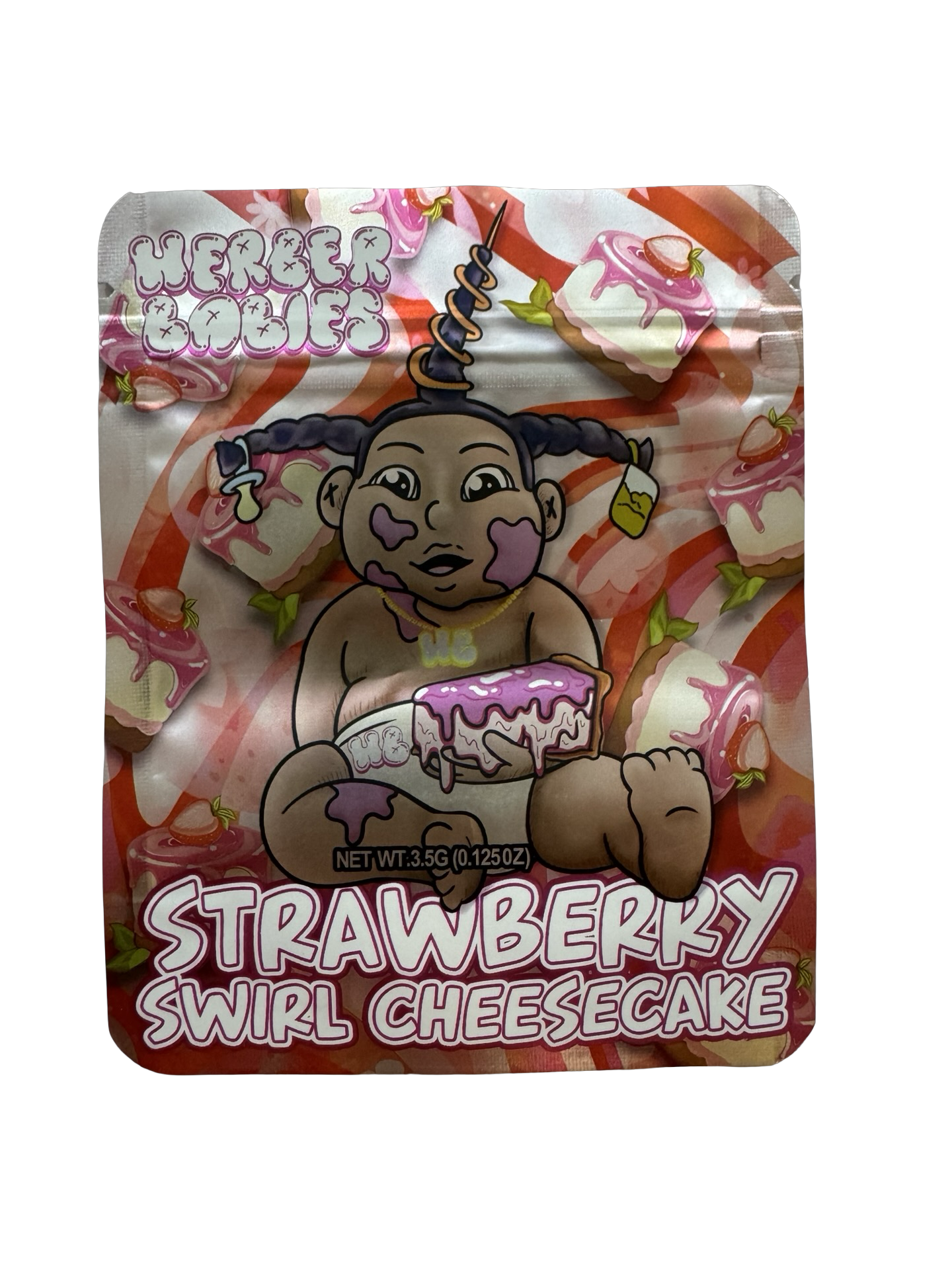 Strawberry Swirl Cheesecake Mylar Bags 3.5g Herber Babies
