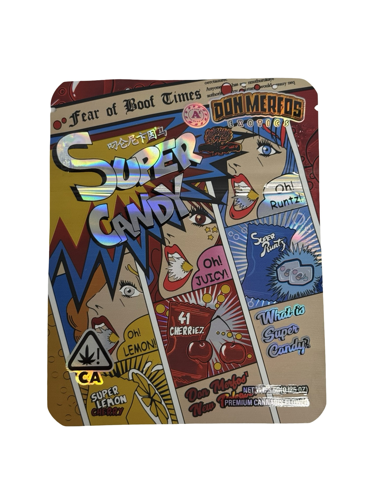 Super Candy 3.5g Mylar Bags Don Merfos front