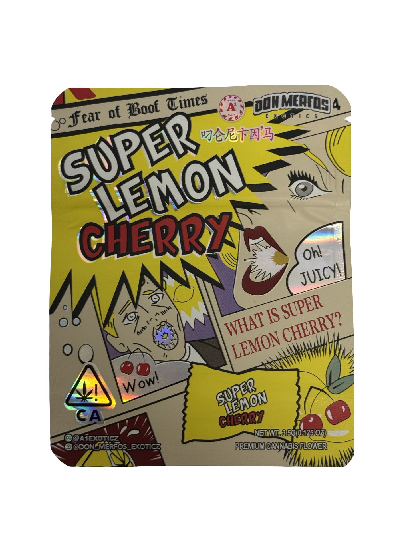 Super Lemon Cherry 3.5g Mylar Bags Don Merfos front