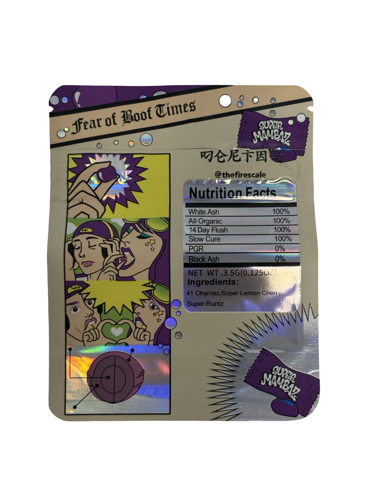 Super Mambaz 3.5g Mylar Bags Don Merfos back