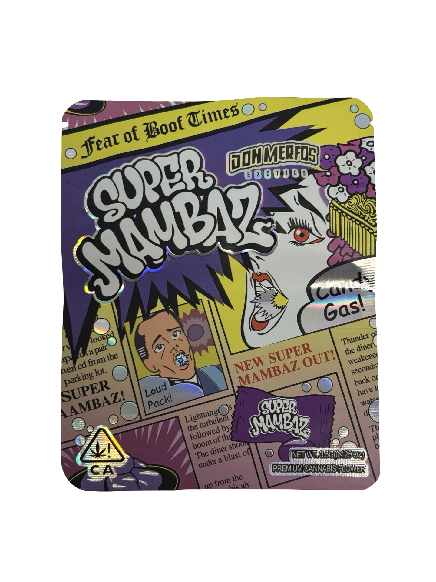 Super Mambaz 3.5g Mylar Bags Don Merfos front