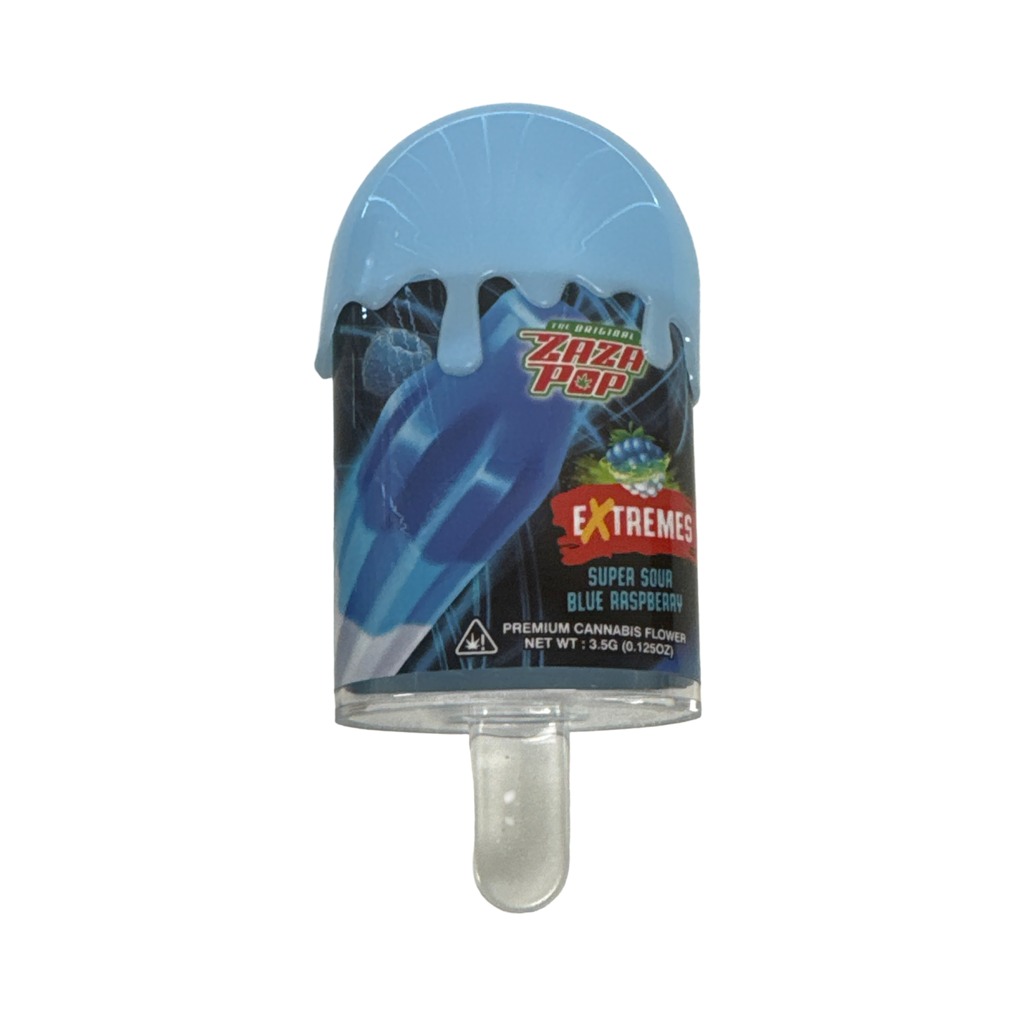 Super Sour Blue Raspberry Popsicle Jar 3.5g Zaza Pop front