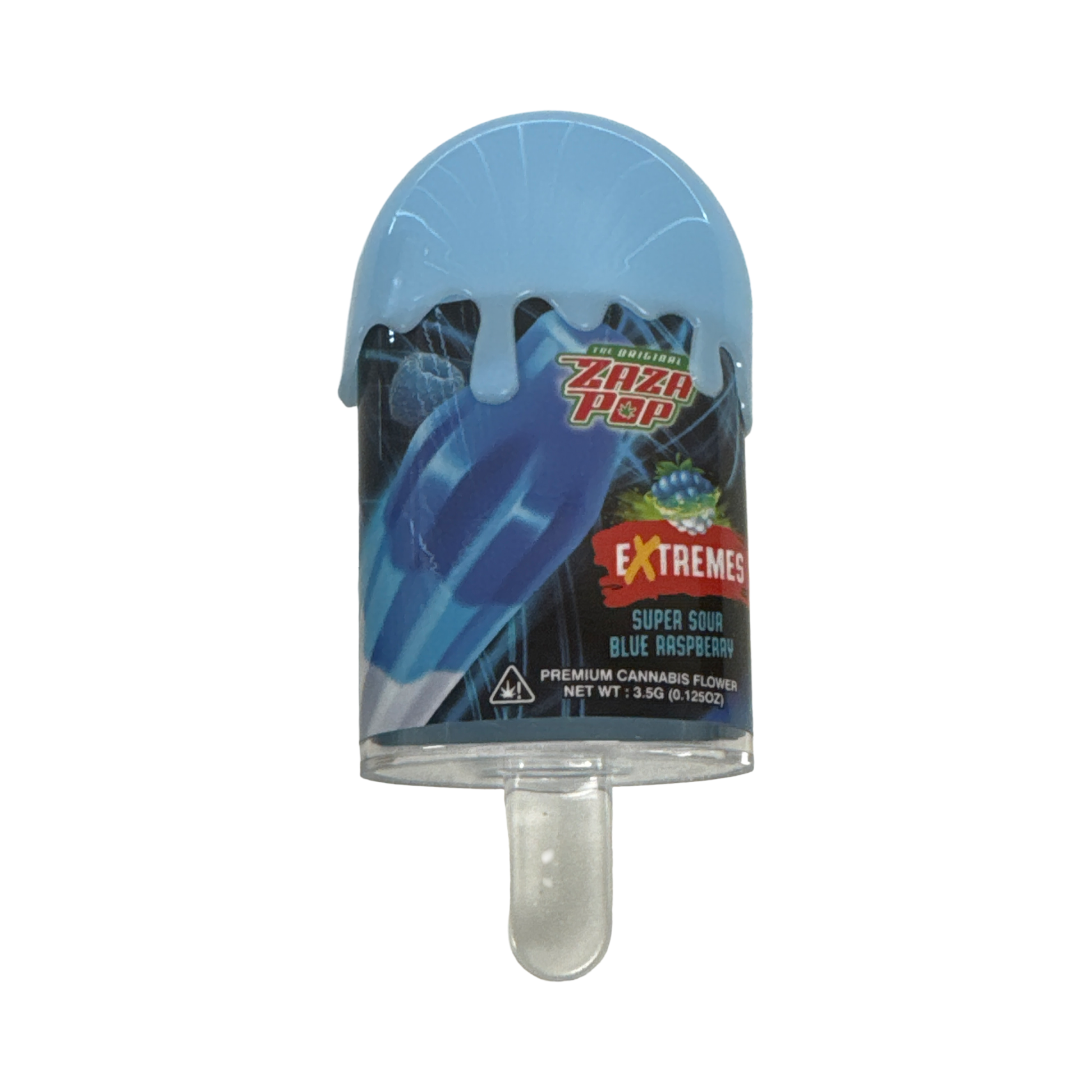 Super Sour Blue Raspberry Popsicle Jar 3.5g Zaza Pop front