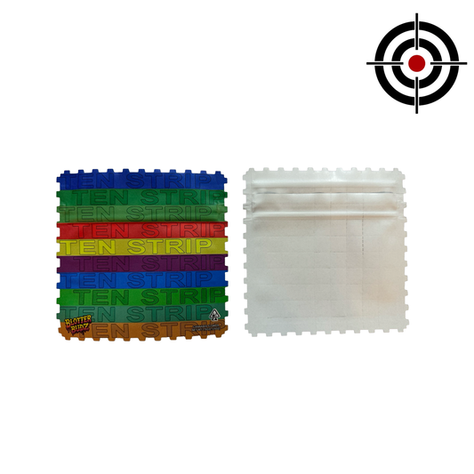 Ten Strip Mylar Bags 3.5g Blotter Budz
