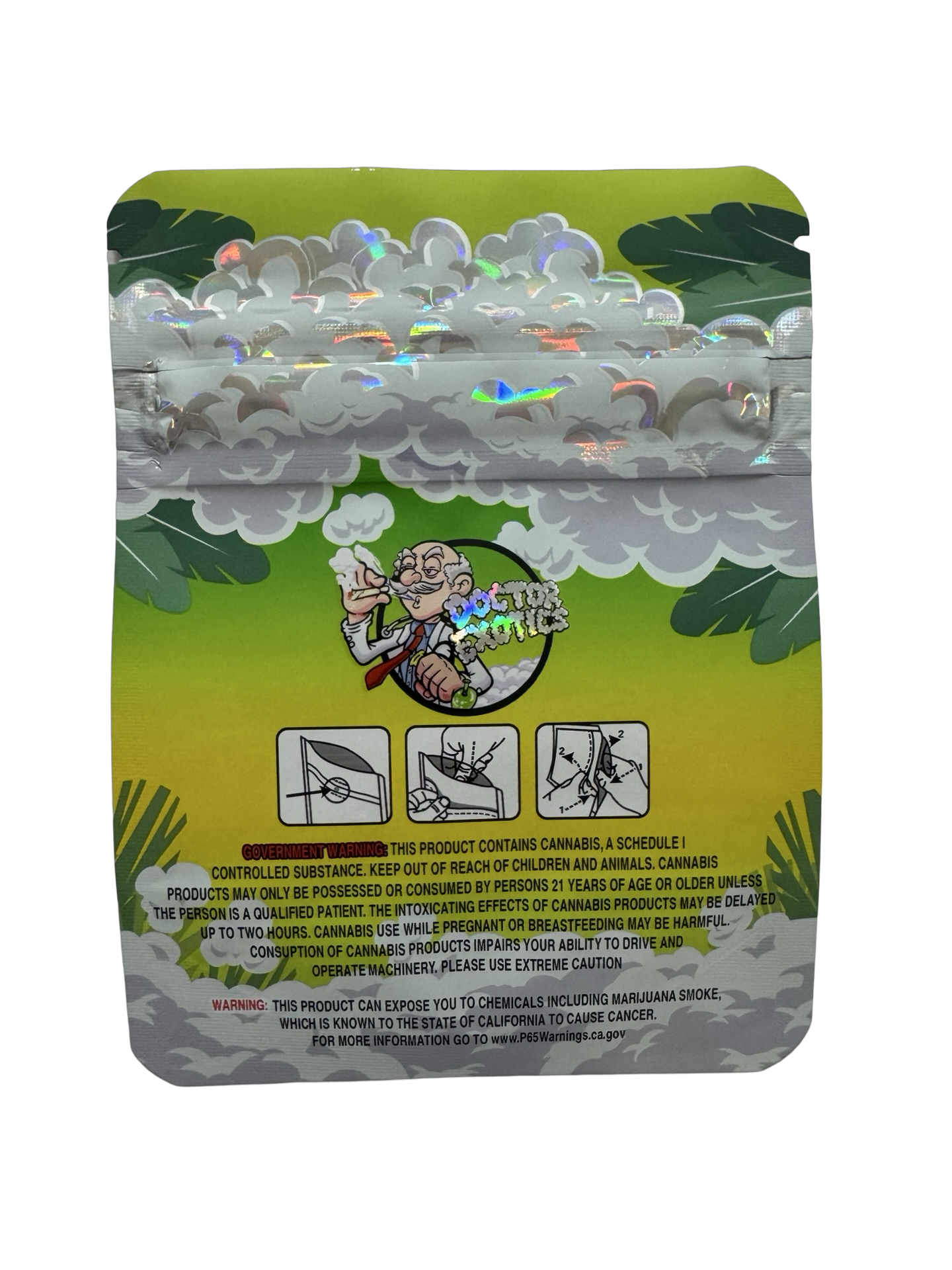 Tiki Tiki Mylar Bags 3 5G Doctor Exotics — 3.5g pre‑printed mylar bag — back