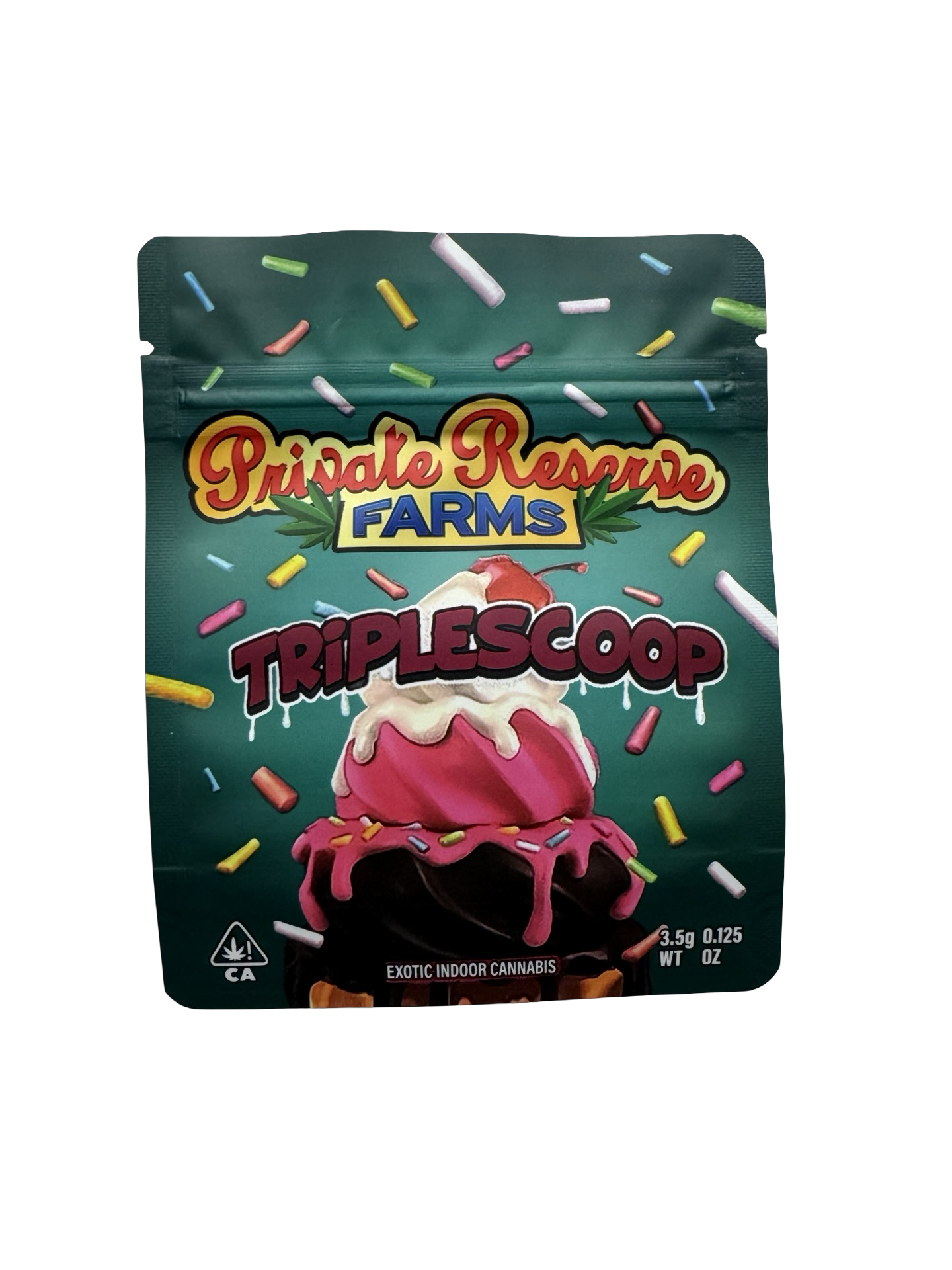 Triple Scoop Mylar Bags 3.5g Private Reserve Farms