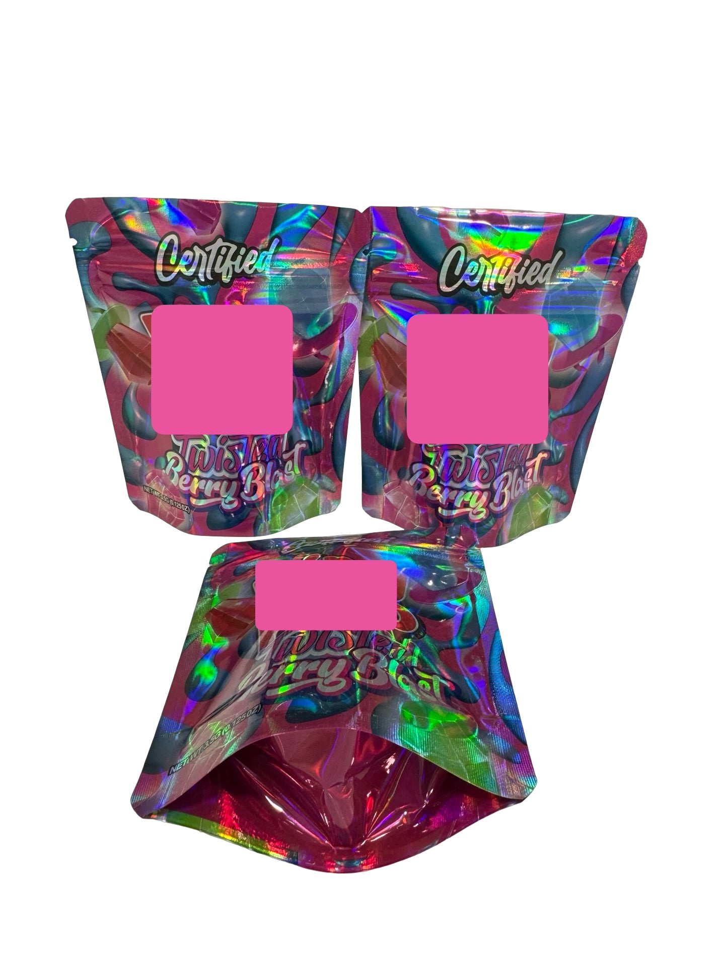Twisted Berry Blast Ring Popz Mylar Bags 3.5g Certified (Only $0.21 Each) — 3.5g pre‑printed mylar bag — overview (front, ba…